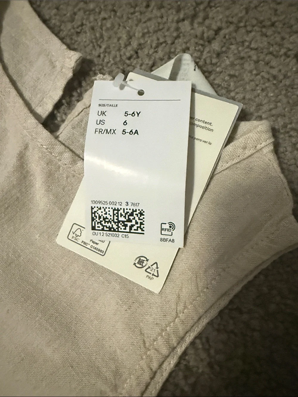 H&M Cream Ruffle Waist Linen-Blend Top and Wide-Leg Pants Set